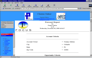 Focus Forecast Report Interface